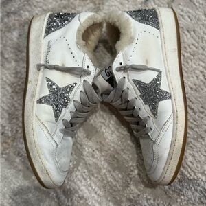 Golden Goose White Sneakers with Glitter Stars